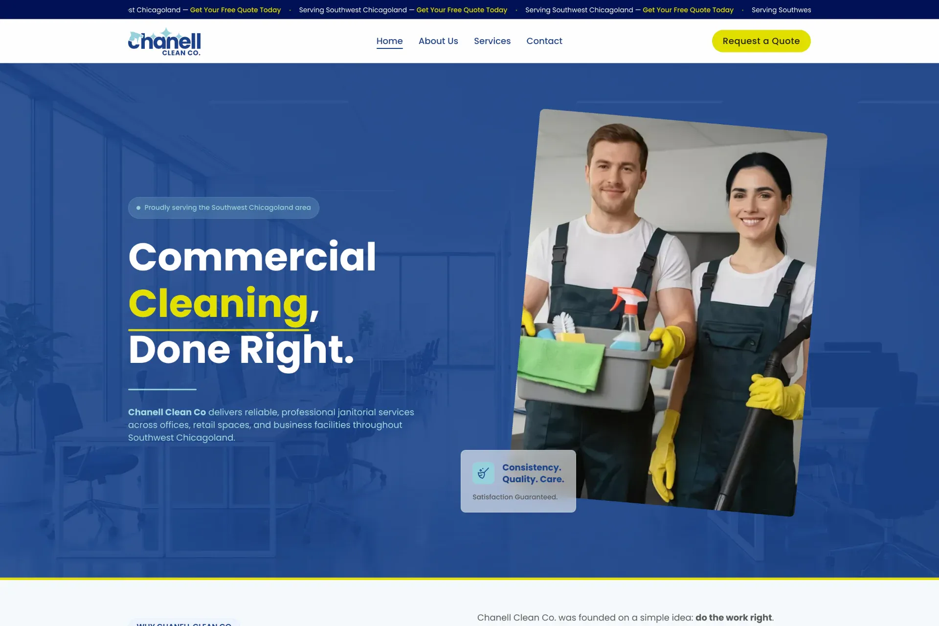 Página principal de Chanell Clean Co en escritorio