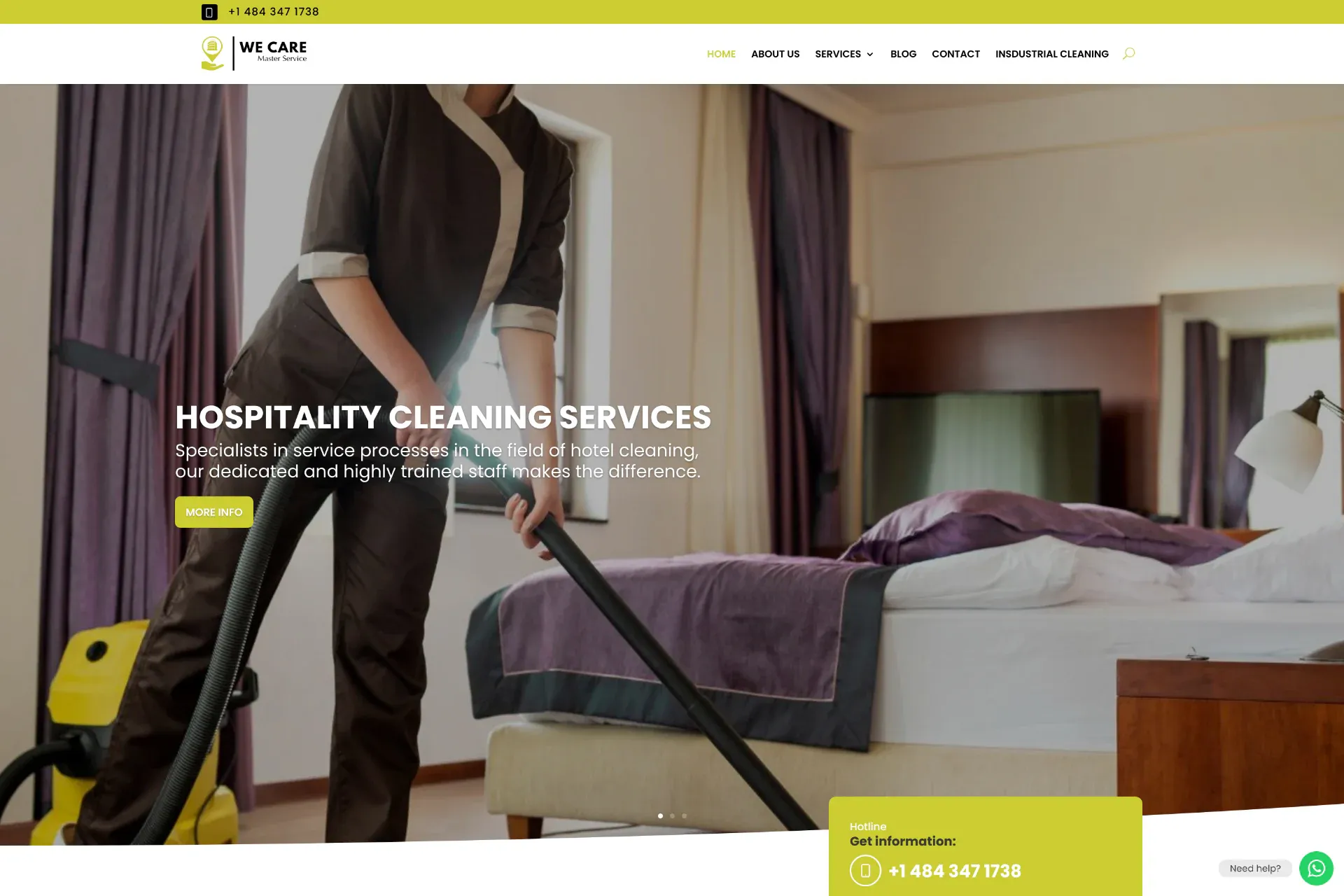 Página principal de We Care Master Service en escritorio