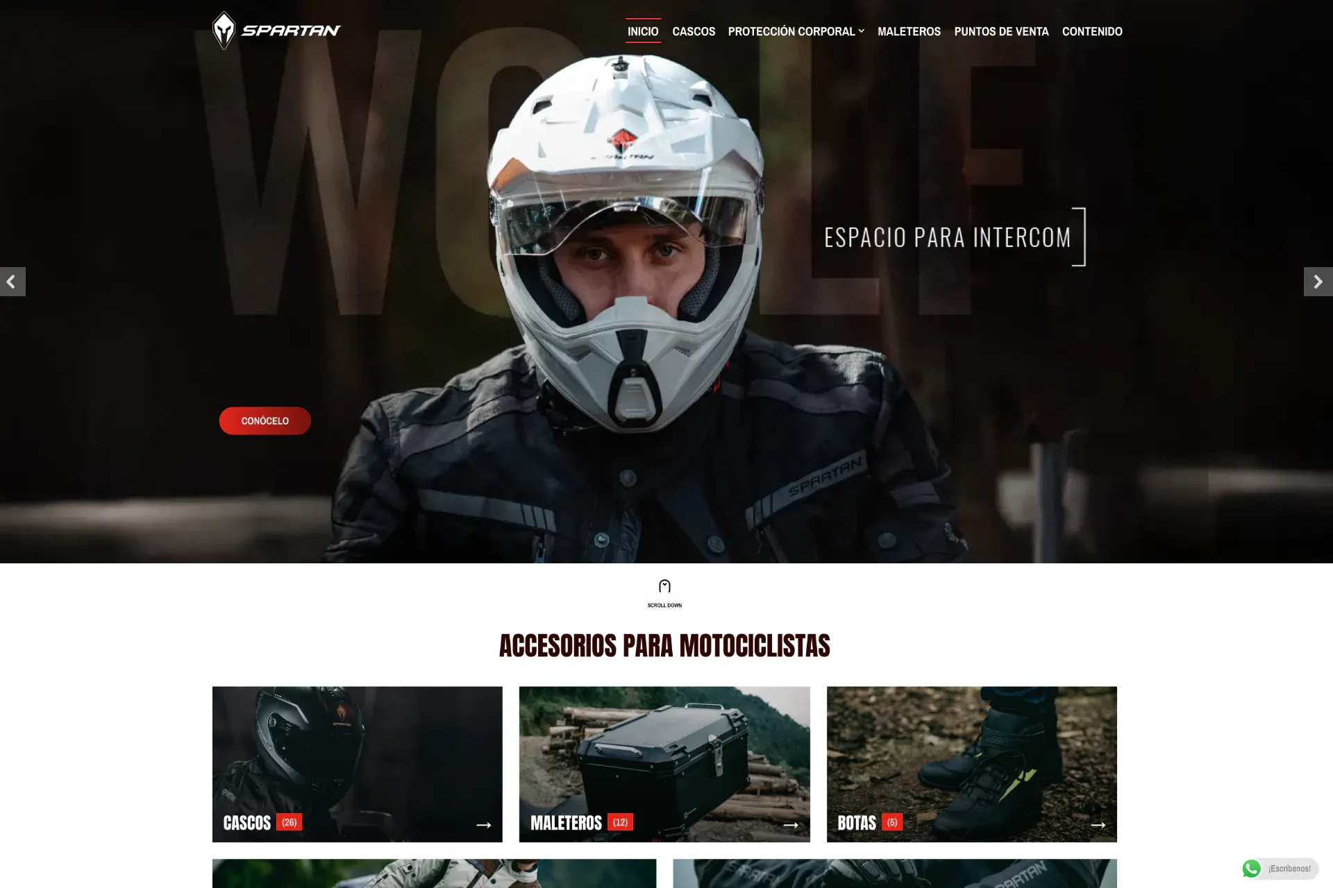 Página principal de Spartan Helmets en escritorio